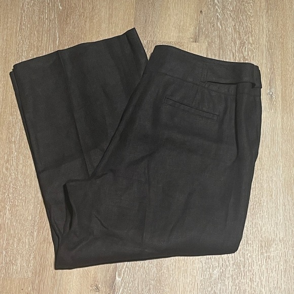 Talbots Pure Irish Linen Wide Leg Cropped Pants Women's Size 12 Black EUC - Picture 1 of 9